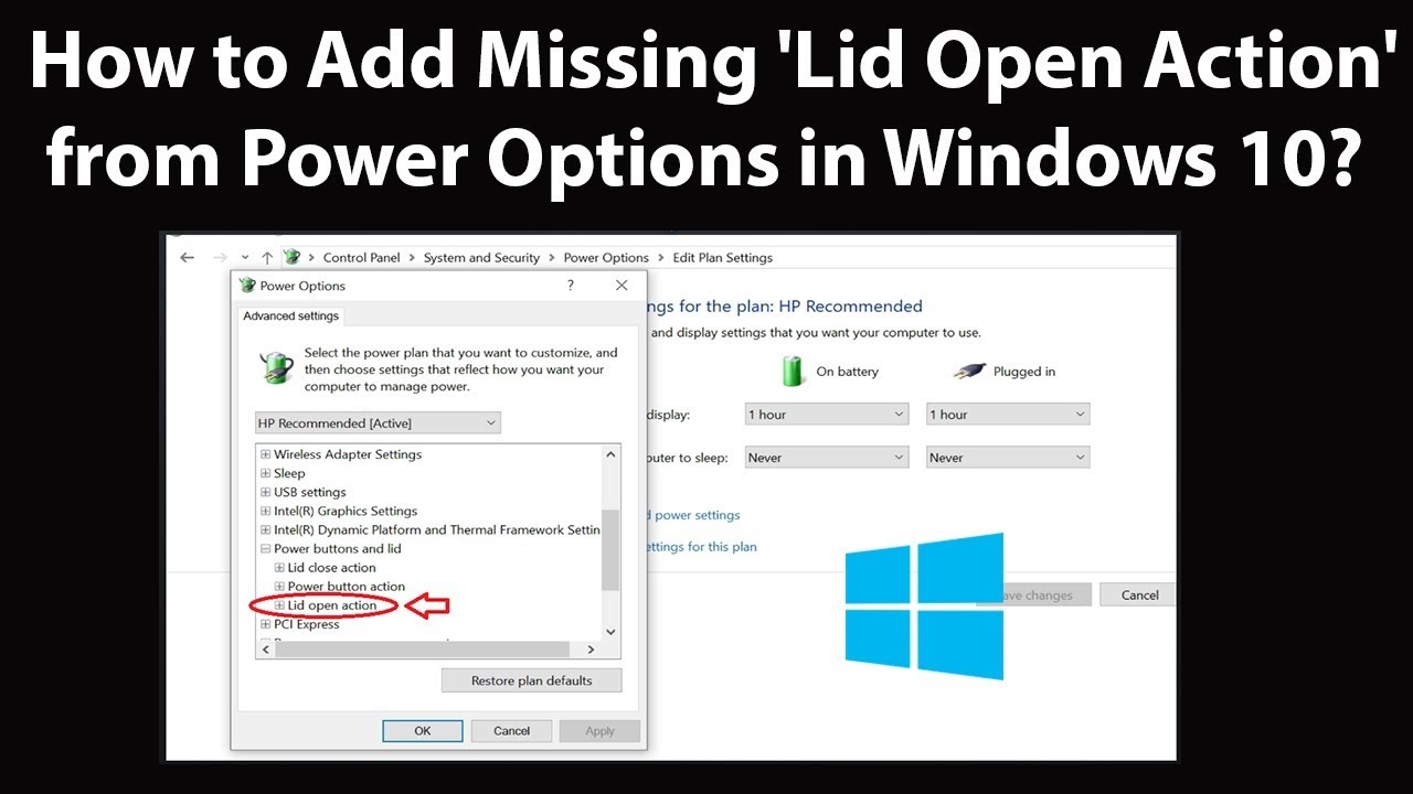 Lid open action windows 10 free
